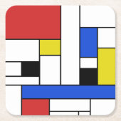 Mondrian zeichnet quadratische Untersetzer (Vorderseite)