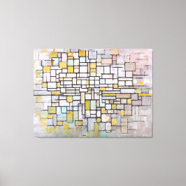 MONDRIAN - ZUSAMMENSETZUNG IN BLAU, GRAU UND PINK  LEINWANDDRUCK