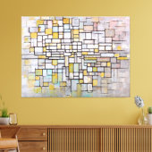 MONDRIAN - ZUSAMMENSETZUNG IN BLAU, GRAU UND PINK  LEINWANDDRUCK (Insitu (Wohnzimmer))