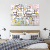 MONDRIAN - ZUSAMMENSETZUNG IN BLAU, GRAU UND PINK  LEINWANDDRUCK (Insitu (Schlafzimmer))