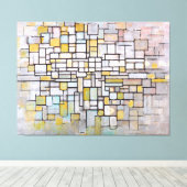 MONDRIAN - ZUSAMMENSETZUNG IN BLAU, GRAU UND PINK  LEINWANDDRUCK (Insitu (Holzboden))