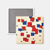 Mondrian - Zusammensetzung in Farbe A Magnet (Vorderseite/Rückseite)