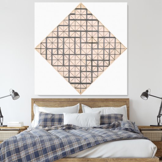 MONDRIAN - ZUSAMMENSETZUNG MIT GRID 4: LOZENGE - 1 LEINWANDDRUCK (Insitu (Schlafzimmer))