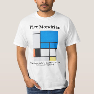 Mondrian-Zusammensetzung mit großem blauen Flugzeu T-Shirt