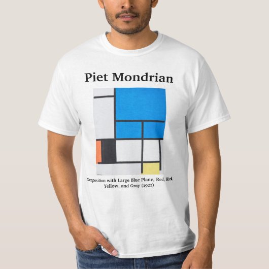 Mondrian-Zusammensetzung mit großem blauen Flugzeu T-Shirt (Vorderseite)