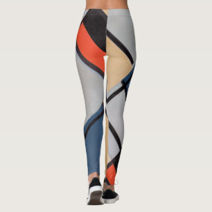 Mondrian-Zusammensetzung mit rot, blau, schwarz, g Leggings