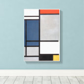 Mondrian-Zusammensetzung mit rot, blau, schwarz, g Leinwanddruck (Insitu (Holzboden))