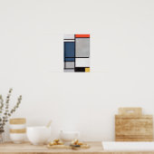 Mondrian-Zusammensetzung mit rot, blau, schwarz, g Poster (Küche)