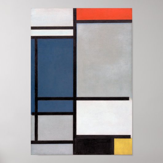 Mondrian-Zusammensetzung mit rot, blau, schwarz, g Poster (Vorne)