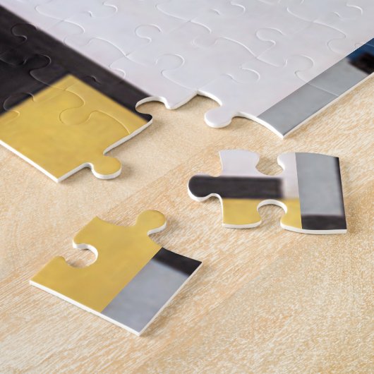 Mondrian-Zusammensetzung mit rot, blau, schwarz, g Puzzle (Seite)