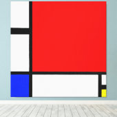 MONDRIAN-ZUSAMMENSETZUNG Nr. II mit RED BLUE & YEL Leinwanddruck (Insitu (Holzboden))