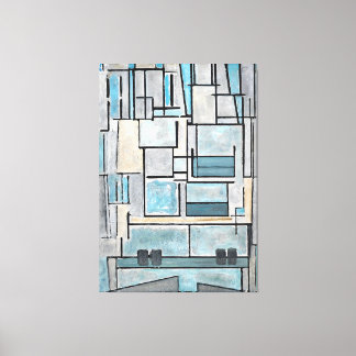 MONDRIAN - ZUSAMMENSETZUNG VI - 9 - BLAUE FAÇADE - LEINWANDDRUCK