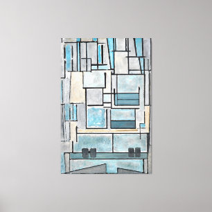 MONDRIAN - ZUSAMMENSETZUNG VI - 9 - BLAUE FAÇADE - LEINWANDDRUCK