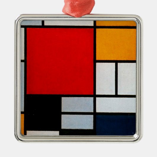 Mondrian - Zusammensetzung with large red plane Ornament Aus Metall (Vorne)