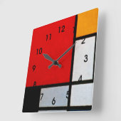 Mondrian - Zusammensetzung with large red plane Quadratische Wanduhr (Winkel)