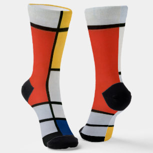 Mondrians Komposition Rot, Gelb, Blau, Schwarz Socken