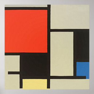 Mondrian's lebendiges rotes, blaues und gelbes Mei Poster