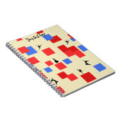 Mondrians tanzende Kubes Blue Red Light Background Notizblock (Rechte Seite)