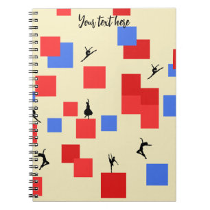 Mondrians tanzende Kubes Blue Red Light Background Notizblock