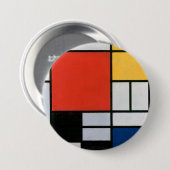 Mondrian's Zusammensetzung Rot, Gelb, Blau, Schwar Button (Vorne & Hinten)
