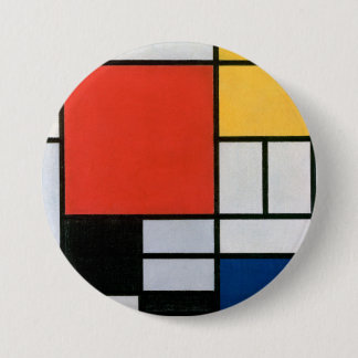 Mondrian's Zusammensetzung Rot, Gelb, Blau, Schwar Button