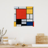 Mondrian's Zusammensetzung Rot, Gelb, Blau, Schwar Poster (Küche)