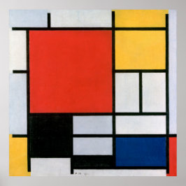 Mondrian's Zusammensetzung Rot, Gelb, Blau, Schwar Poster