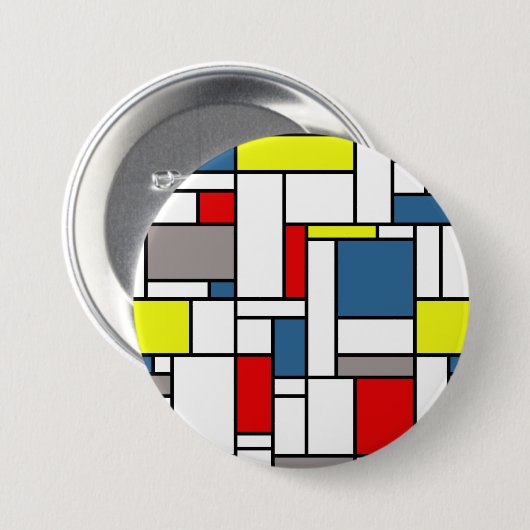 Mondrisches Design Button (Vorne & Hinten)