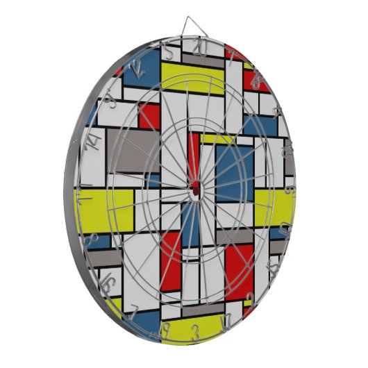 Mondrisches Design Dartscheibe (Vorderseite Links)