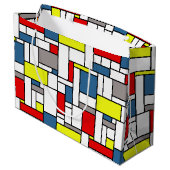 Mondrisches Design Große Geschenktüte (Rückseite Schrägansicht)