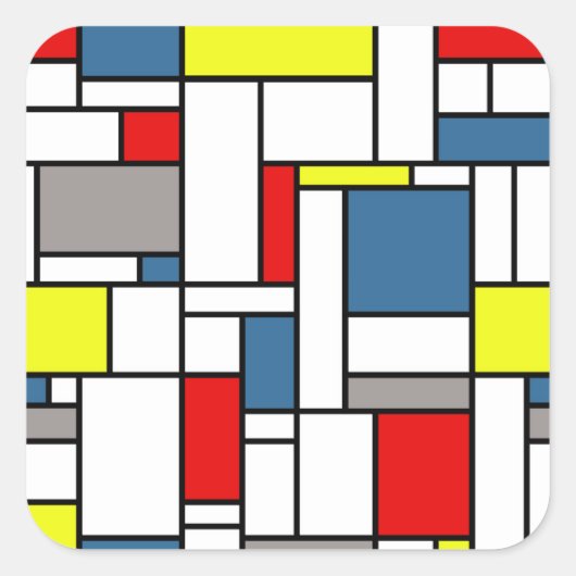 Mondrisches Design Quadratischer Aufkleber (Vorderseite)