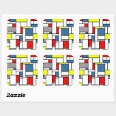 Mondrisches Design Quadratischer Aufkleber (Blatt)