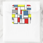Mondrisches Design Quadratischer Aufkleber (Tasche)