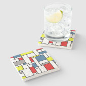 Mondrisches Design Steinuntersetzer (Seitenansicht)