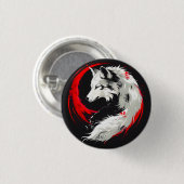 Mondroter Weißer Wolf Button (Vorne & Hinten)