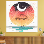 Mondruhen auf Regenschirm mit Star Rain Leinwanddruck (Insitu (Wohnzimmer))
