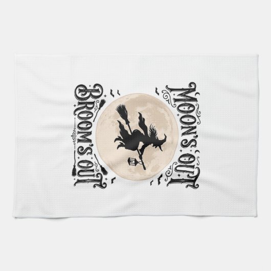 Monds raus Besen raus Hexe Halloween Geschirrtuch (Horizontal)