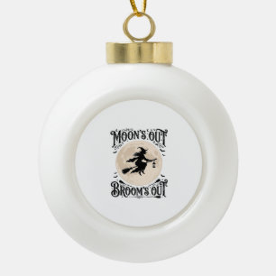 Monds raus Besen raus Hexe Halloween Keramik Kugel-Ornament