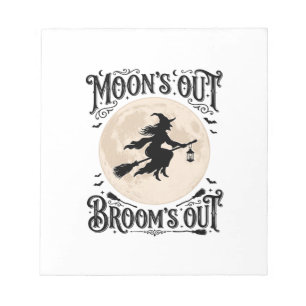 Monds raus Besen raus Hexe Halloween Notizblock