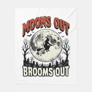 Monds raus Besen raus Vintage-Halloween-Hexen-Desi Fleecedecke