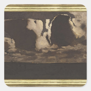 Mondschein, 1887 quadratischer aufkleber