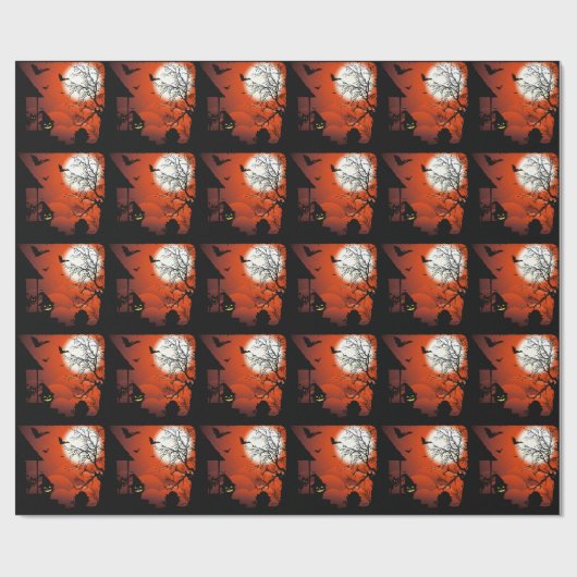 Mondschein Halloweens blutiges NightmareWrapping Geschenkpapier (Flach)
