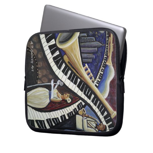 Mondschein-Jazz-Laptop-Hülse Laptopschutzhülle (Vorderseite Links)