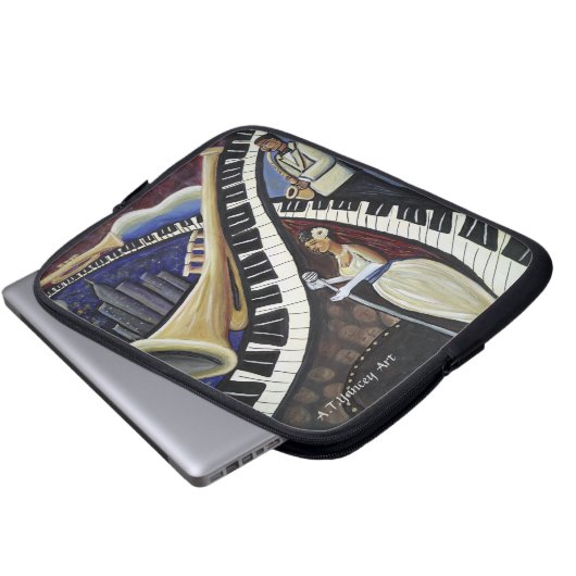 Mondschein-Jazz-Laptop-Hülse Laptopschutzhülle (Vorne Knopf)