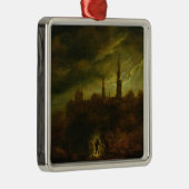 Mondschein-Landschaft Silbernes Ornament (Rechts)