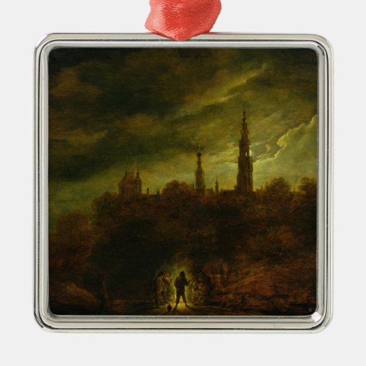 Mondschein-Landschaft Silbernes Ornament (Vorne)