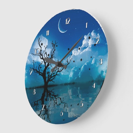 Mondschein-Reflexions-landschaftliche Große Wanduhr (Winkel)