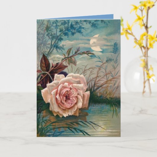 Mondschein-Rose Karte (Gelbe Blume)