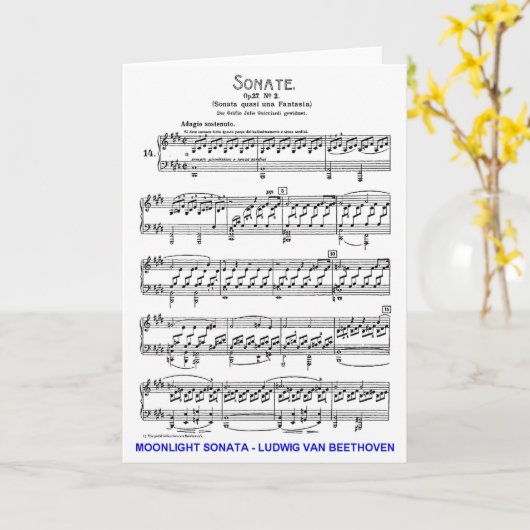 Mondschein-Sonate-Ludwig-Beethoven Karte (Gelbe Blume)
