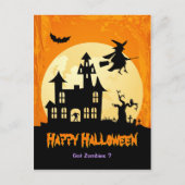 Mondschein-Spuk Haus im Graveyard - Halloween Postkarte (Vorderseite)
